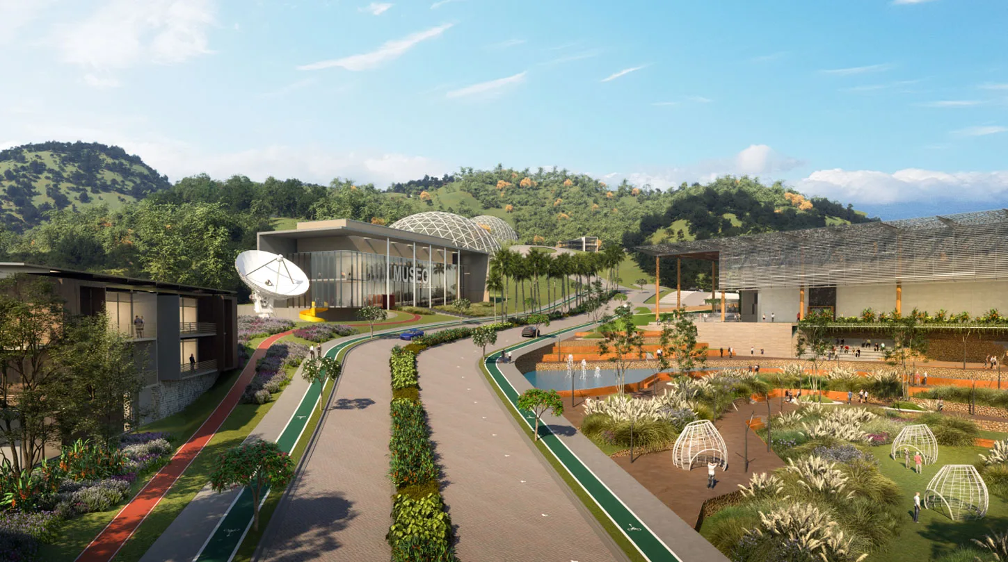 Render arquitectónico del Plan Maestro — visión del proyecto en Atenas, Costa Rica